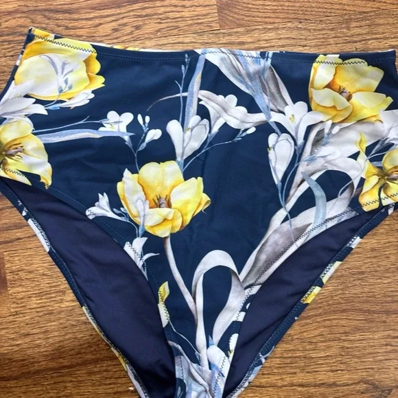 CUPSHE Medium High Waist Bikini Swimsuit Ruffle Two Piece Bathing Suit Teal - Picture 4 of 5